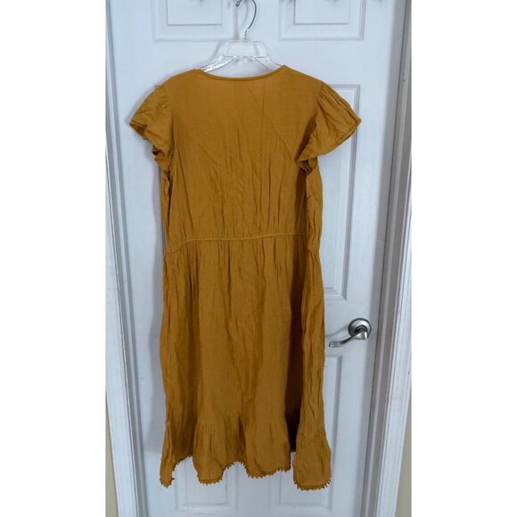 Time & Tru Mustard Yellow Flutter Sleeve V-Neck Maxi Dress XXL - Picture 6 of 7
